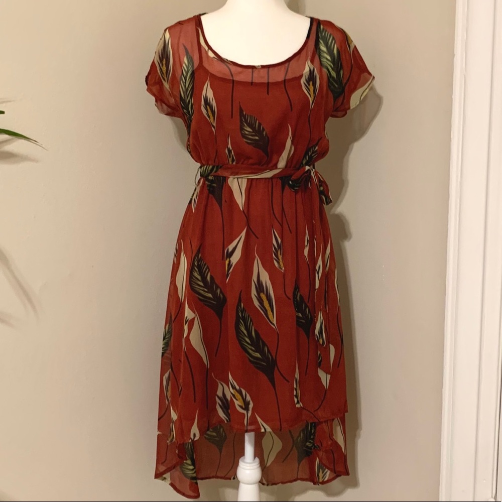 High low peace lily and leaves goddess midi dress